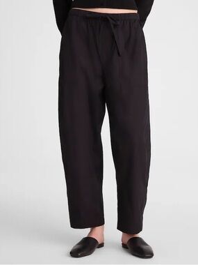 Madewell Short Pull-On Barrel-Leg Utility Pants Poplin black NZ787 Sz XXS/S NWT